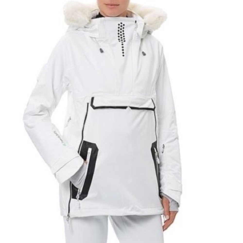 Sweaty Betty Uphill Ski Snowboard Jacket Size Small White RECCO ❄️Removable Hood
